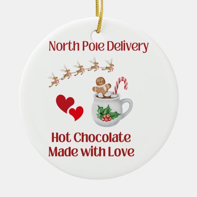 Nordpol Lieferung Hot Chocolate mit Liebe auf eine Keramik Ornament (Vorne)