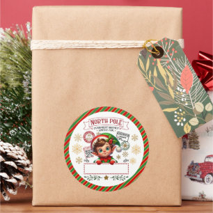 Nordpol-Lieferung Weihnachtselfen-Geschenk für Kin Runder Aufkleber
