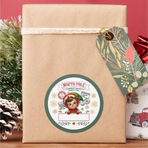 Nordpol-Lieferung Weihnachtselfen Kinder Geschenk Runder Aufkleber