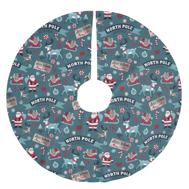 Nordpol-Magie - Weihnachtsspir und Reindeer Polyester Weihnachtsbaumdecke (Vorderseite)