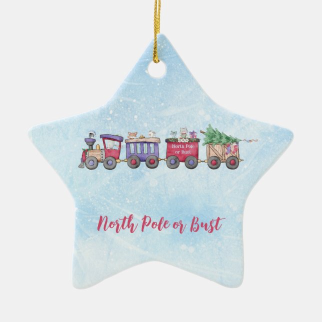 Nordpol oder Bust Christmas Train Custom Star Keramik Ornament (Vorne)