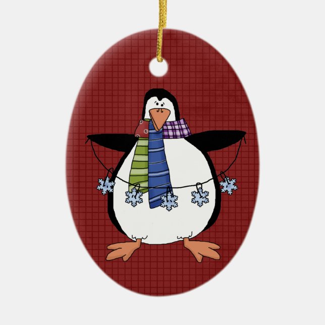 Nordpol Pinguin Keramik Weihnachtsschmuck (Vorne)