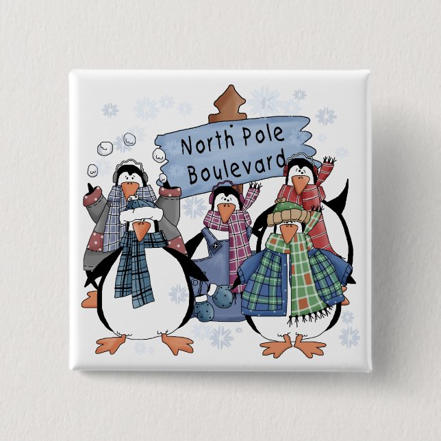 Nordpol Pinguine - Hemden und Geschenke Button (Vorderseite)