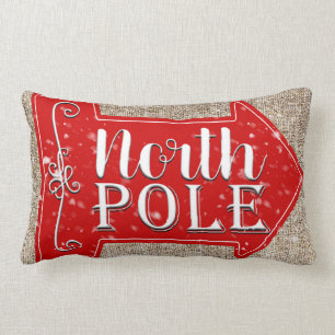 Nordpol Roter Pfeil Rustikale Weihnachtsferien Lendenkissen