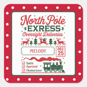 Nordpol Santa Express-Lieferung gepunktet Quadratischer Aufkleber