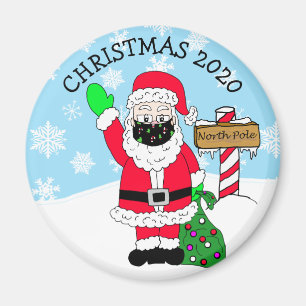 Nordpol Santa in Facemask 2020 Keepake Magnet