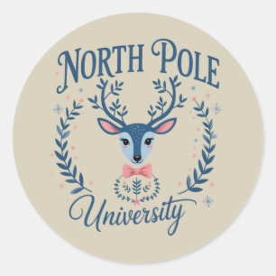 Nordpol-Universität Weihnachten Chinoiserie Rentie Runder Aufkleber