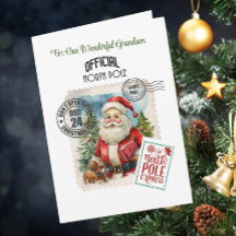 Nordpol Vintag Santa 5" x 7" Faltkarte