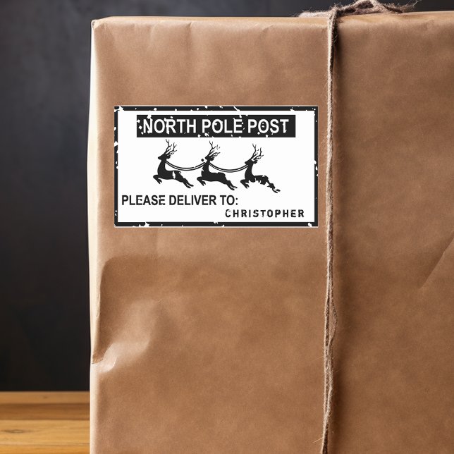 Nordpol von Santa Porto Briefmarke Rechteckiger Aufkleber (Von Creator hochgeladen)