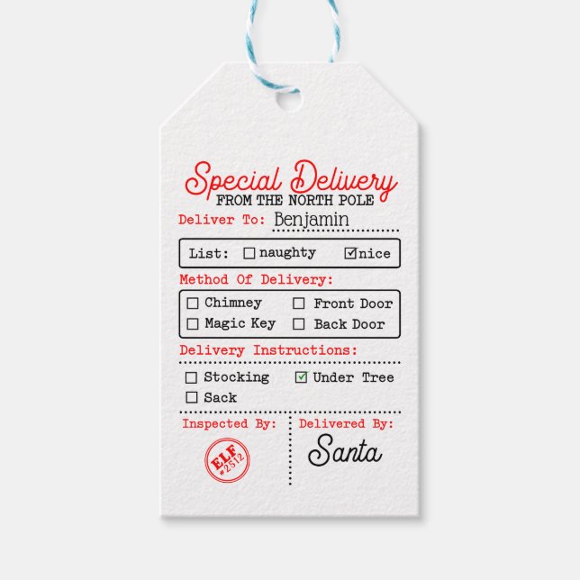 Nordpol Weihnachten Personalisiert Geschenkanhänger (Vorderseite)