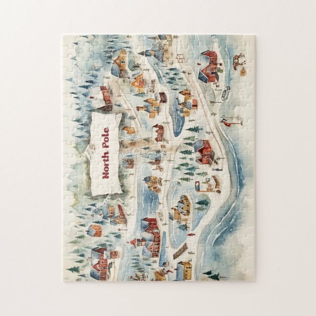 Nordpol-Weihnachtsmann-Dorf  Puzzle (Vertikal)