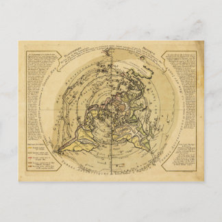 Nordpolzentrierte Weltkarte (1756) Postkarte