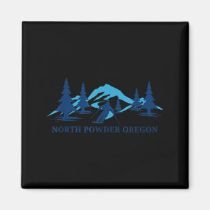 Nordpulver Oregon Skigebiet Skifahren Skifahrer Magnet