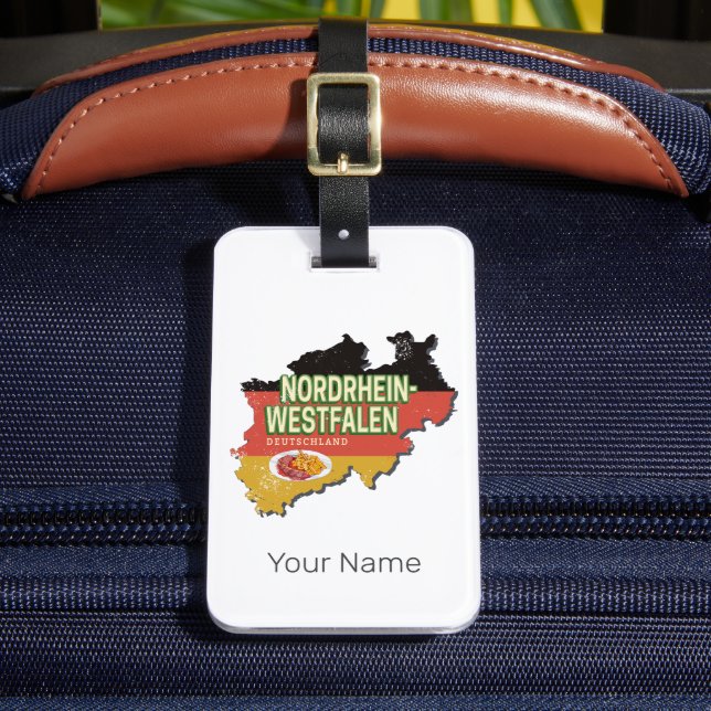 Nordrhein-Westfalen Deutschland Retro NRW Souvenir Gepäckanhänger (Vorderseite Insitu 2)