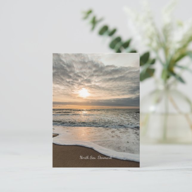 Nordsee, Dänemark malerischer Sonnenuntergang, Postkarte (Stehend Vorderseite)