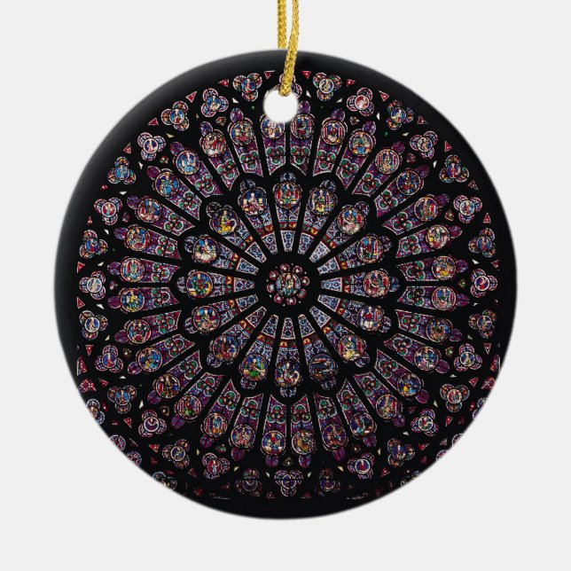 Nordtransept Rosenfenster, die Jungfrau Keramikornament (Vorne)