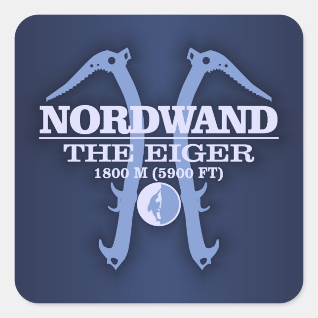 Nordwand "The Eiger" Quadratischer Aufkleber (Vorderseite)
