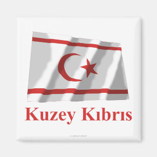 Nordwellenartig bewegende Flagge zyperns mit Namen Magnet