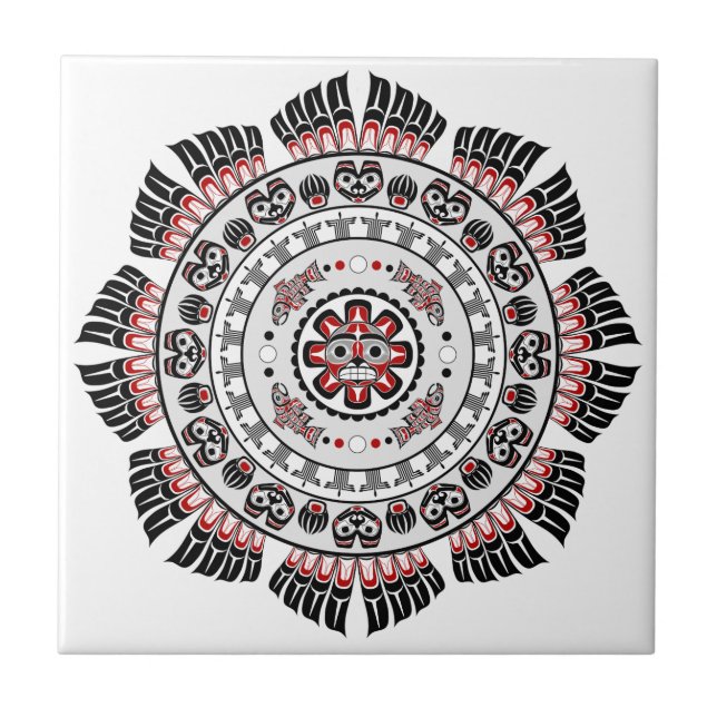 Nordwest Indianerisch-Amerikanische Kunst Mandala Fliese (Vorderseite)