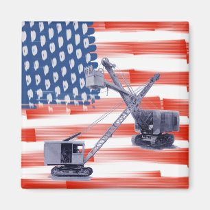 Nordwest-Kranbetreiber und Shovel American Flag Magnet
