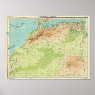 Nordwestafrika mit Schifffahrtsrouten Poster
