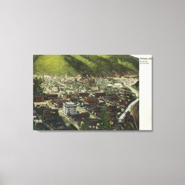 Nordwestliche Luftansicht StadtWallace, ID Leinwanddruck (Vorderseite)