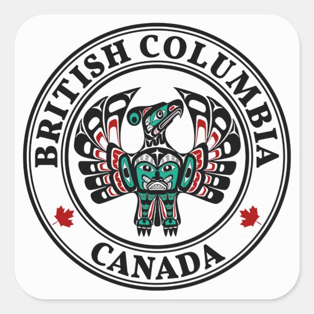 Nordwestpazifikküste Haida art Thunderbird Quadratischer Aufkleber (Vorderseite)