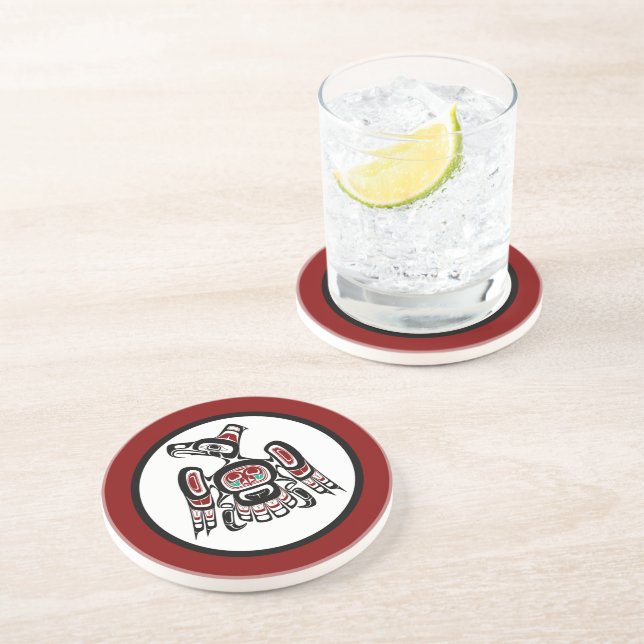 Nordwestpazifikküste Kaigani Thunderbird Sandstein Untersetzer (Seite)