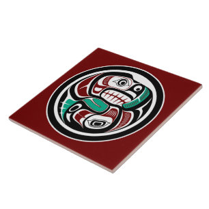 Nordwestpazifikküste Otter, der Lachse jagt Fliese