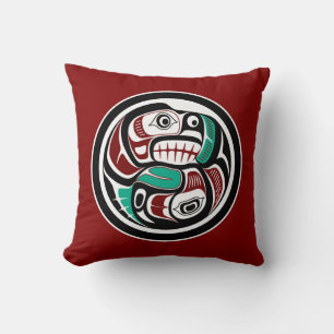 Nordwestpazifikküste Otter Jagd auf Lachs Kissen