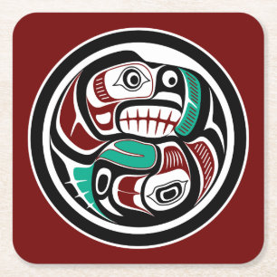 Nordwestpazifikküste Otter jagt Lachs Rechteckiger Pappuntersetzer