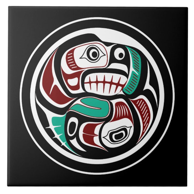 Nordwestpazifikküste Otter verfolgt Lachs Fliese (Vorderseite)