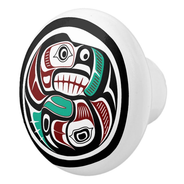 Nordwestpazifikküste Otter verfolgt Lachs Keramikknauf (Rechts)