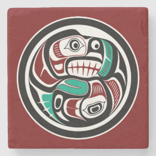 Nordwestpazifikküste Otter verfolgt Lachs Steinuntersetzer