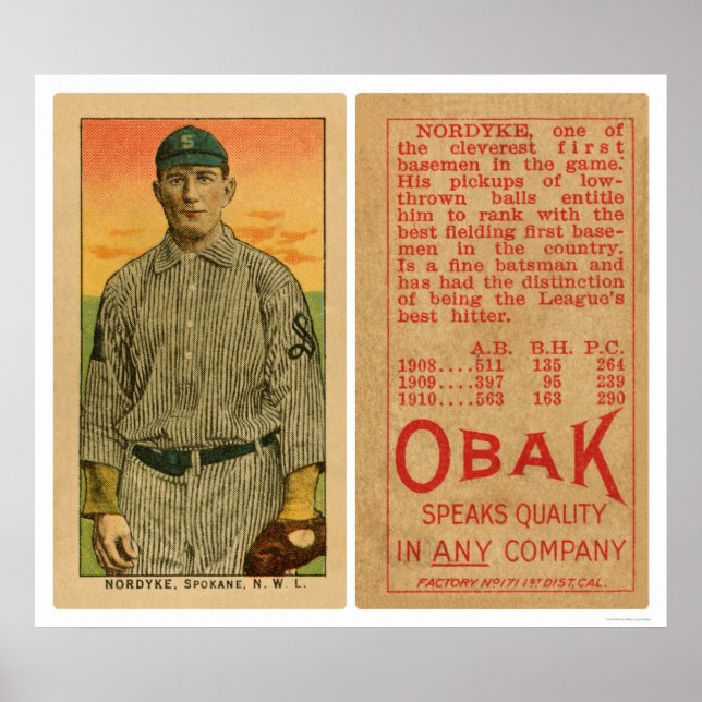 Nordyke Spokane Baseball 1911 Poster (Vorne)