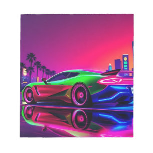 Norepad Neon Racer - 80er Retro-Futuristic Sports Notizblock
