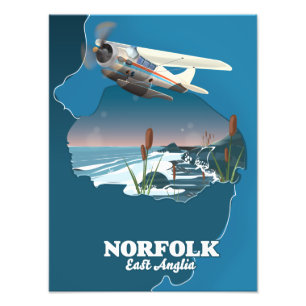 Norfolk East Anglia Karte Fotodruck