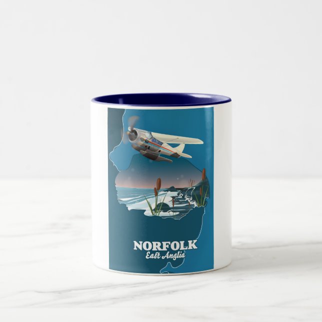 Norfolk East Anglia Karte Zweifarbige Tasse (Mittel)