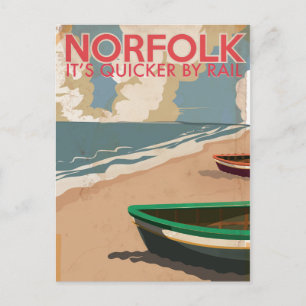 Norfolk, England Vintage Travel Poster Postkarte