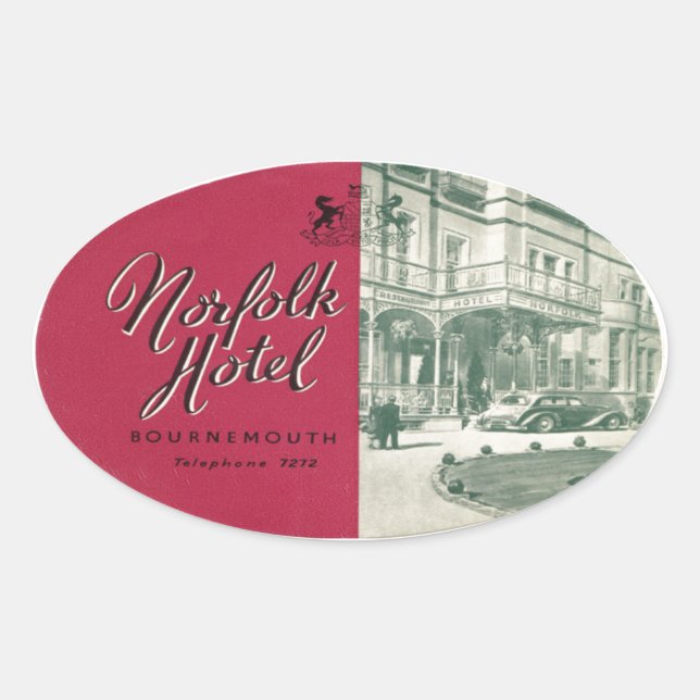 Norfolk Hotel Ovaler Aufkleber (Vorderseite)