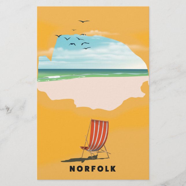 Norfolk Map illustriertes Reiseplakat (Vorderseite)