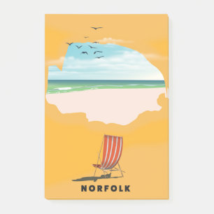Norfolk Map illustriertes Reiseplakat Post-it Klebezettel