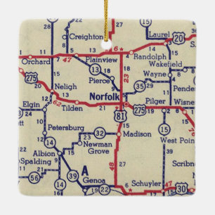 Norfolk NE Vintag Map Keramikornament