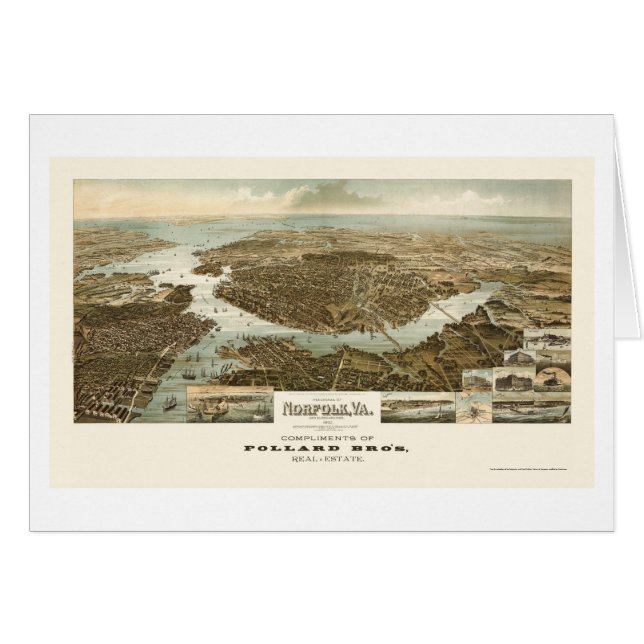 Norfolk, panoramische Karte VA - 1892 (Vorderseite (Horizontal))