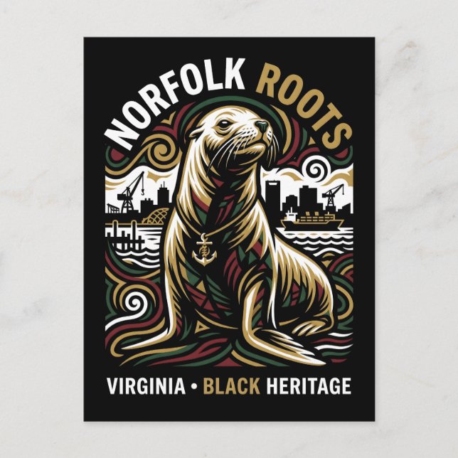 Norfolk Roots Sea Lion African American Maritime  Postkarte (Vorderseite)