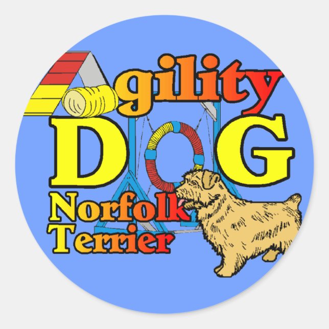 Norfolk_Terrier_Agility Runder Aufkleber (Vorderseite)
