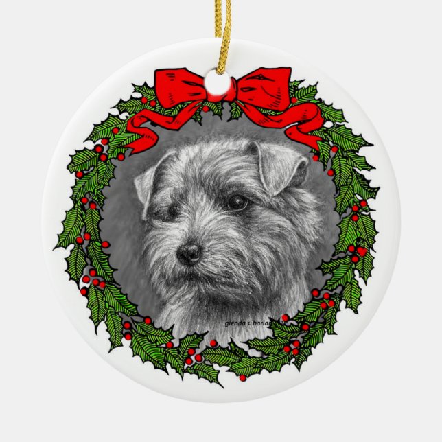 Norfolk Terrier Art von Glenda S. Harlan Keramik Ornament (Vorne)