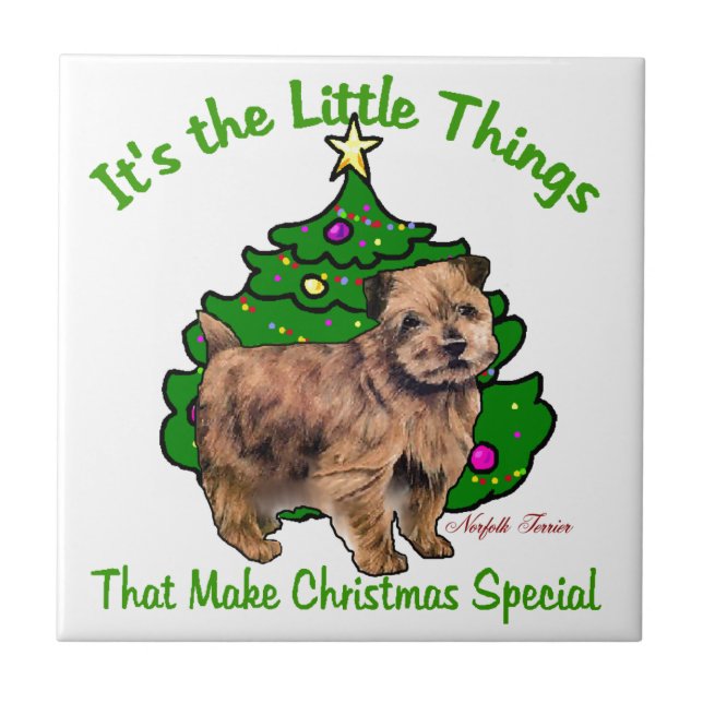 Norfolk Terrier Christmas Fliese (Vorderseite)