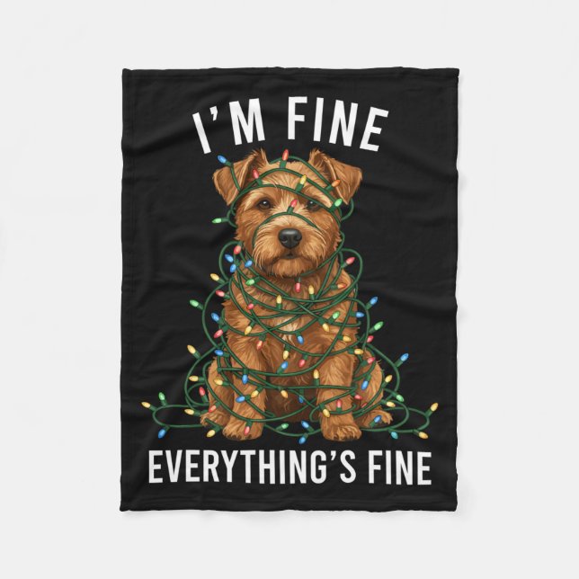 Norfolk Terrier Christmas I'm Fine Everything Is F Fleecedecke (Vorderseite)