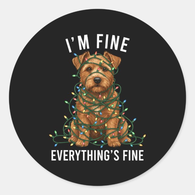 Norfolk Terrier Christmas I'm Fine Everything Is F Runder Aufkleber (Vorderseite)